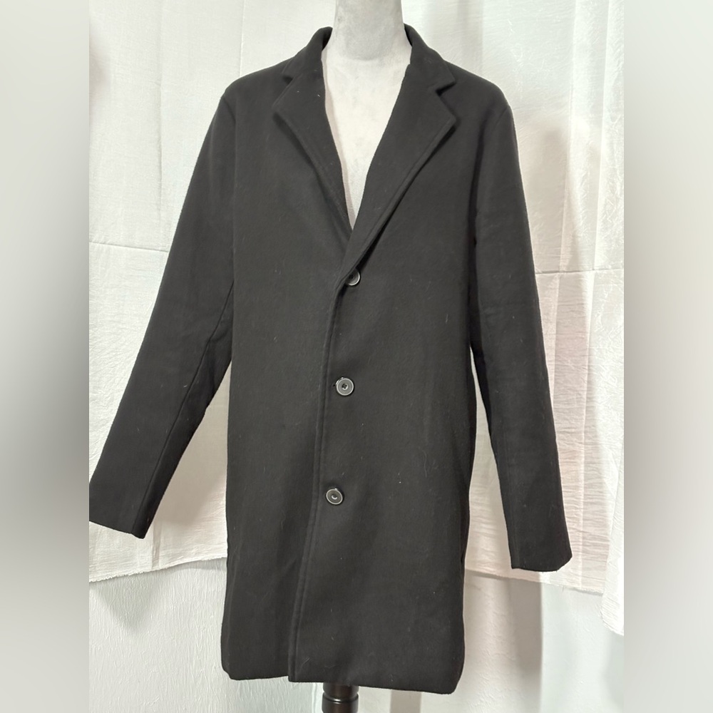 Beninos Black Long Wool Blend Coat Medium